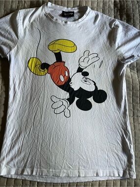 Women's Disney Mickey Mouse White T-shirt Small Primark x Falling Mickey
